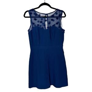 Lauren Conrad Navy Polka Dot Sweetheart Neckline Short Dress Size 10